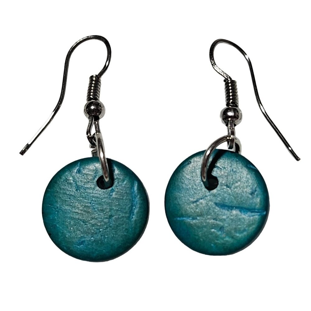 Southwest Turquoise Blue Round Disc Dangle Earrings Retro Fashion Jewelry Women